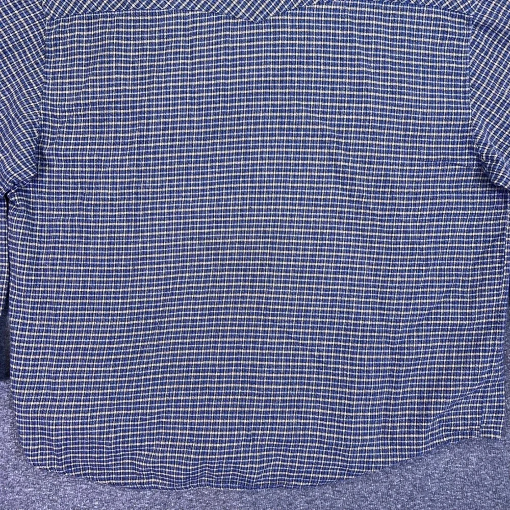 North Crest Shirt Mens XL Blue Plaid Pearl Snap Western Casual Cowboy Flannel‎